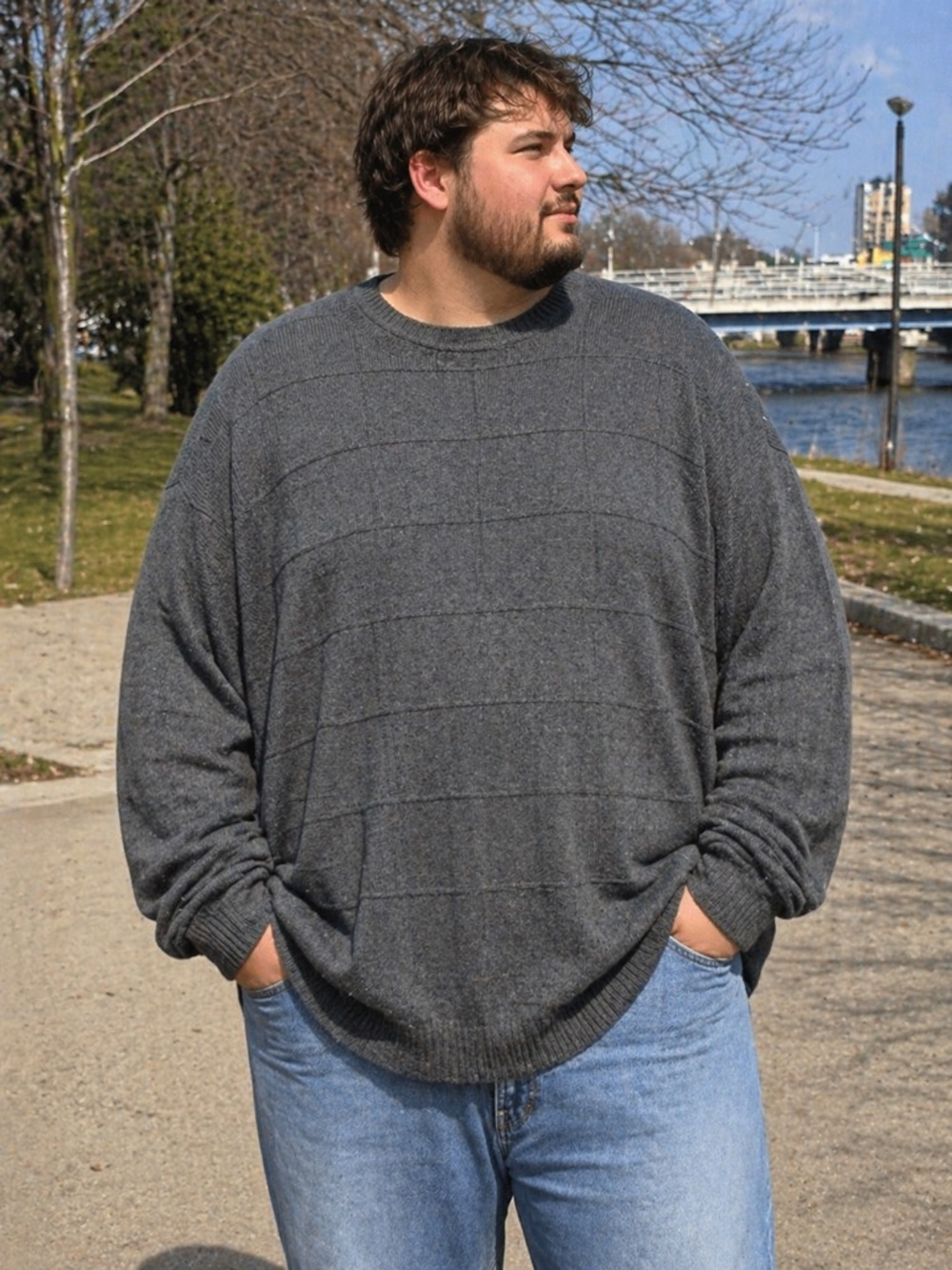 Arrow USA 1851 Gray Knit Sweater XXL 100% Cotton Classic Crewneck